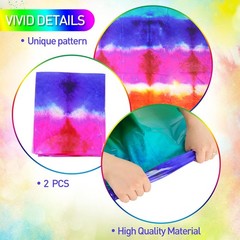 Boao 2 Pieces Tie Dye Tablecloth Plastic Hippie 86.6 x 51.2 Inch, Multi Color