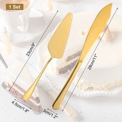 Wedding Cake Knife and Server Set Gold Cake Cutting Set 11/9 Inch