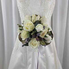 Tulip and Amethyst Garden Faux Silk Wedding Bouquet