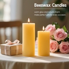 Mosroad 2X5 Inch Beeswax Candles 4 Packs Natural Beeswax Pillar Candles 52