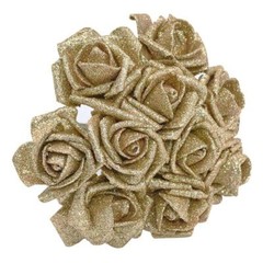 10pcs 6.5cm Artificial Glitter Rose Flower Bouquet DIY Wedding Party Prom Decor