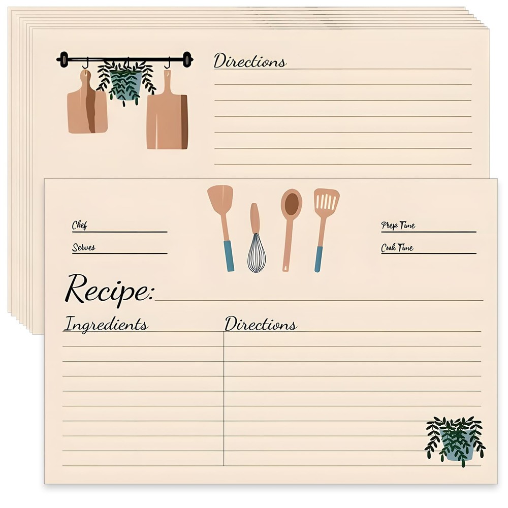 100 Sheets Recipe Cards, 4×6 Inches Double Sided medium, light brown