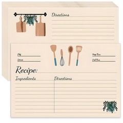 100 Sheets Recipe Cards, 4×6 Inches Double Sided medium, light brown