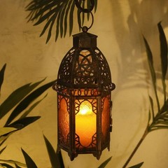 NEEDOMO 12.8» Moroccan Lanterns Decorative Indoor & Outdoor, Large, Amber