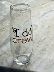 “I do crew”Stemless Bridal Champagne Flute Glass 9.6oz Wedding Bridal Shower-NEW