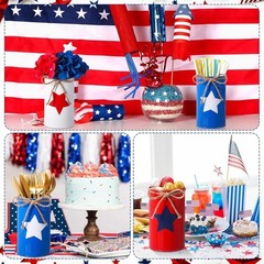 12 Pcs Memorial Day Table Centerpieces Patriotic Vases Red White and Blue Dec…