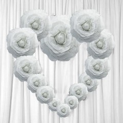 4 pcs 16″ White Artificial Large Roses Flowers Wall Backdrop Party Wedding