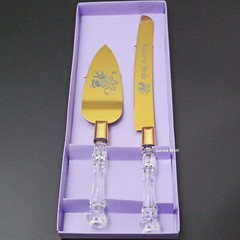 Wedding Boda Cuchillos De Pastel Cake Knife Server Set Gold Nuestra Bodal Bell
