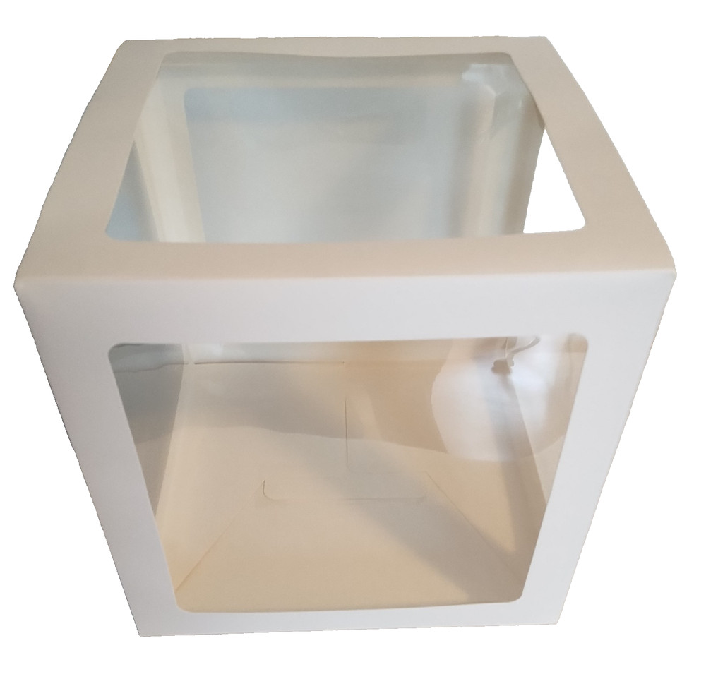 Balloon Boxes LOT OF 3 White 12″ Transparent w/ Trim Centerpiece Decorations NEW