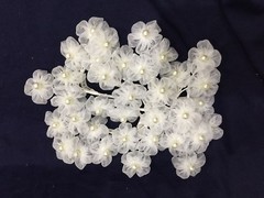 36 Flower Bridal Organza w/Pearls Flowers.3 Flower x12 /per bag.Pick Your Color!