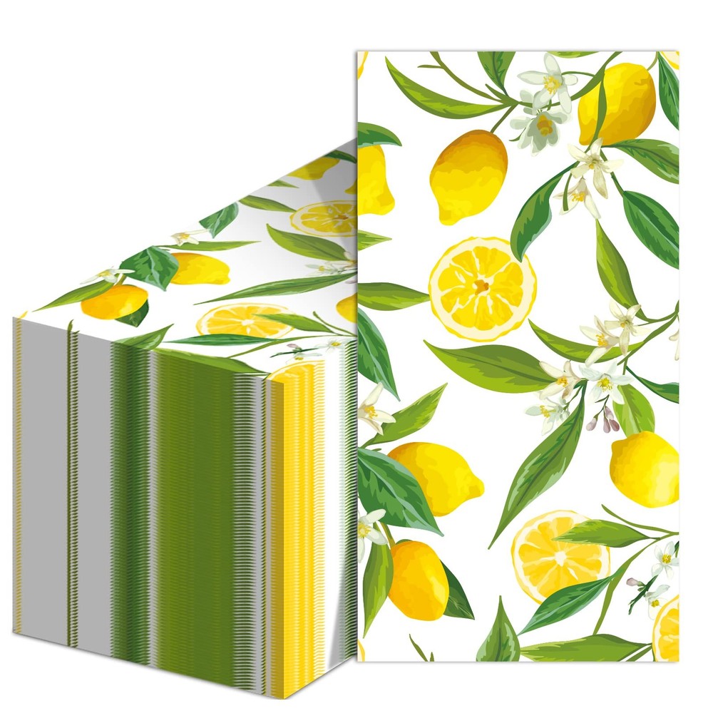 50PCS Lemon Guest Towels Lemon Yellow Citrus Fruit Hand Napkins Paper Napkin Han