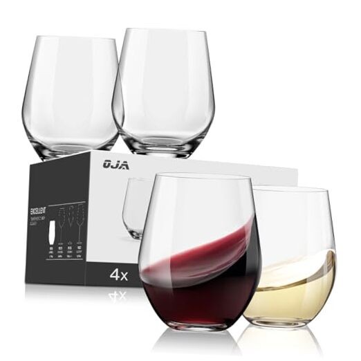 Stemless Wine Glasses Set of 4, Red White Wine Glasses, Stemless-15oz (4 Count)