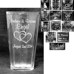 16oz Pub Glasses Customized Lasered Wedding Glass Gift Best Man Maid of Honor