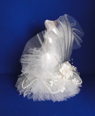 New Vintage Elegant Seashell Array Porcelain Bride & Groom Wedding caketop #390