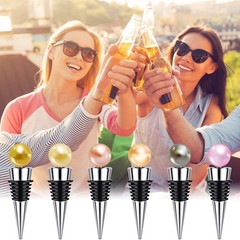 6 Pieces Metal Bottle Stopper 16 x 3/8 16 x Thread Size, Silver/Black