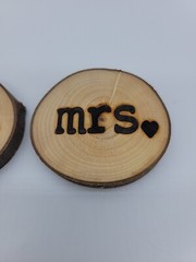 Mrs. And Mrs. Rustic Wood Slice Cake Toppers Lesbian Wedding Engagement New