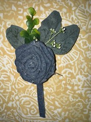 Set Of Four Denim Bridal Wedding Rose Boutonnières For Groomsmen