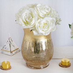 8 inches Gold Crackle Glass Candle Holders Vases Party Wedding Home Centerpieces