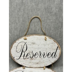 Reserved Signs Set of 5 Home Decor White Distressed Rustic Wood Oval New