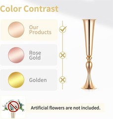 Gold Tall Centerpiece Table: 21.9″ Trumpet Vases for Wedding Metal Flower Stand