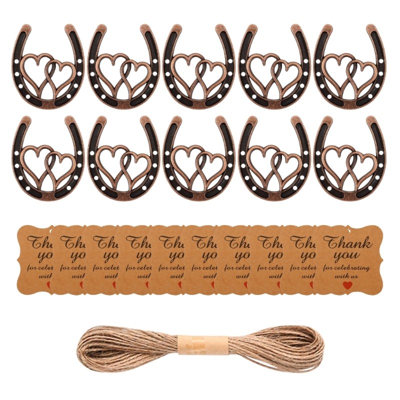 Set of 10 Alloy Horseshoes Pendant Keychain Pendant Metal Horseshoe for Wedding