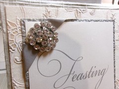 Vtg Wedding Handmade Brooch Bouquet Flowers~Rhinestones~+Table Tents Bridal Lot