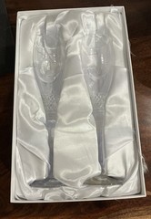 Set Of 2 Crystal Champagne Flutes THINGS REMEMBERED – Made In Poland – Box Incl