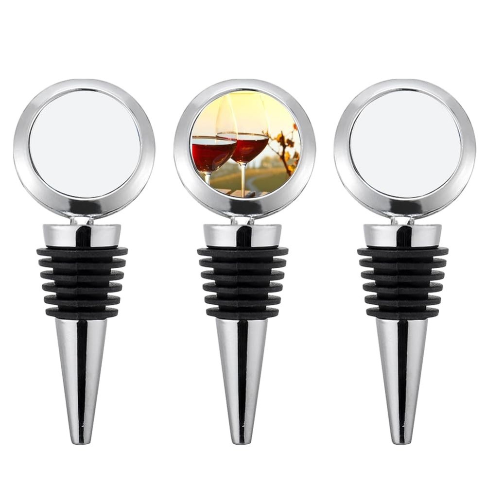 3 Pack Zinc Alloy Wine Bottle Stopper Set – Round, Reusable Heat Round