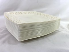 41 Silver Spoon Pierced Edge Plastic Plates Lace Romantic Wedding 10.75” *defect