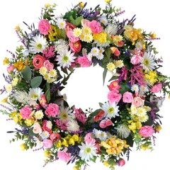 idyllic 22 Inch Spring Summer Wild Flower Front Door Wreath, Everyday Greener…