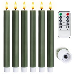 Open Box 6PK 10″ Ribbed LED Candles with Remote Timer Assorted Colors Wedding