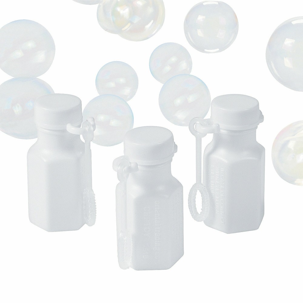 Hexagon White Mini Bubble Bottles – Toys – Wedding – Party Favors – 48 Pieces