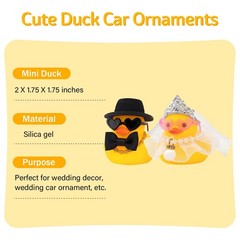 wonuu Pair Set of 2 Bride and Groom Rubber Ducks for Wedding mini, Yellow
