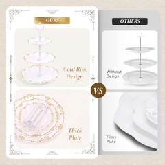 10 Pcs Cupcake Stand,Dessert Table Display Set with Gold Rim,3 x Three White