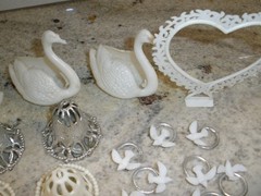 Vintage lot of 52 Wedding Cake Topper Swans, Bells, Rings with Birds, Birds, etc