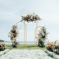 Set of 3 Metal Arch Backdrop Stand Gold Wedding Arch Outdoor Indoor Celebration