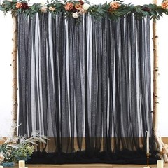 Tulle Backdrop Curtain for Parties 10ft x 8ft Sheer Photo 10 ft X 8 ft Black