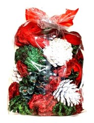 Pine Cone Christmas Winter Potpourri Bag with Red Berries and Glitter