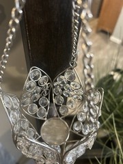 Lotus Votive Tea Light Crystal Hanging Chandelier Candle Holder Silver Finish