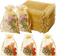 Versatile Gold Organza Bags 100 Count – Elegant Storage for Gifts & Jewelry