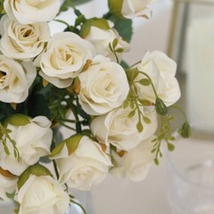 IVORY 2 Bouquets 12″ Faux Open Roses Artificial FLOWER Bushes Party Events