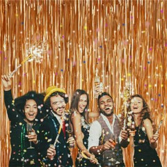 Metallics Foil Fringe Curtain Tinsel Kid Birthday Party Decor Wedding Home