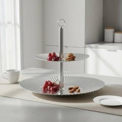 2 Tier Fruit Tray Modern Design Home Storage Space Saving for Dining Table