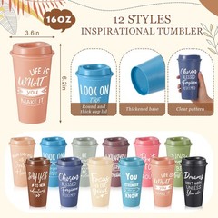 Skylety 12 Sets/48 Pcs Employee Appreciation Gifts 16oz Inspirational Plastic