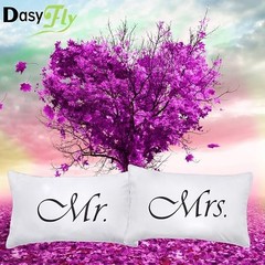 2PCS Mr and Mrs Pillow Cases,His and Hers Couples Pillowcases,Romantic
