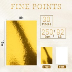 30 Pack Gold Metallic Cardstock Paper Sheets, 8″ x 12″ 8 x 12 inches,