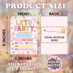 Patch Letter Invitation, 5×8 inches Girls Birthday Invitations, 20 pcs Patch …