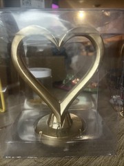 Classy Retired Studio His & Hers Gold Heart Wedding Cake Topper 6x5x3”