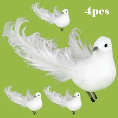 4 Pack Of Artificial Doves Foam Doves Peace Doves For Wedding Decorative / New