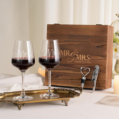 Mr and Mrs Wine Glasses Wedding Gifts for Couples 2026, Engagement Gift for Newl